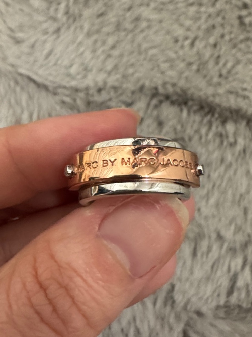 Marc by Marc Jacobs Two-Tone Rose Gold and Silver Plaque Ring